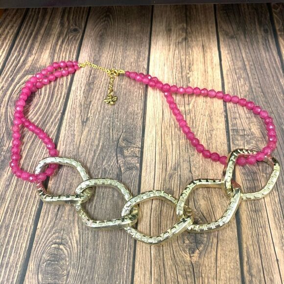 Glass Bead and Large Link Necklace - Picture 1 of 2